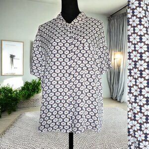 RSQ (XL) White/Brown/Navy Button up short sleeve front pocket